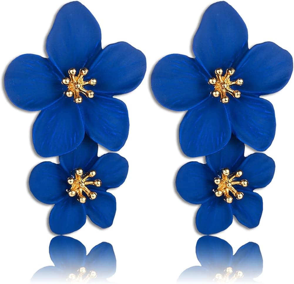 JUCAIBA Large Metal Flower Earrings for Women, Gold Dangle Flower Earrings, Boho Statement Earrings, Great for Party, Wedding, Shopping, Dating