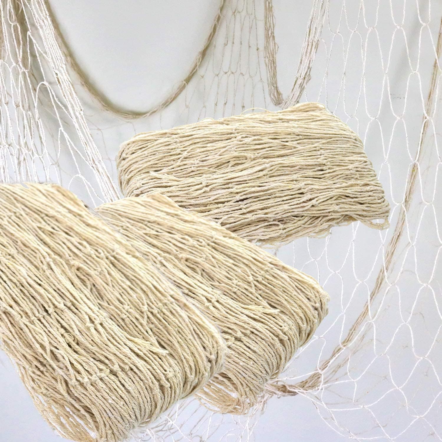 GIFTEXPRESS 3 Count Decorative Fish Net Natural Cotton Fishing Net Party Decoration for Hawaiian, Mediterranean, Fishman, Nautical, Mermaid, Pirate, Fishnet and Beach Party Décor, 14 ft x 4 ft