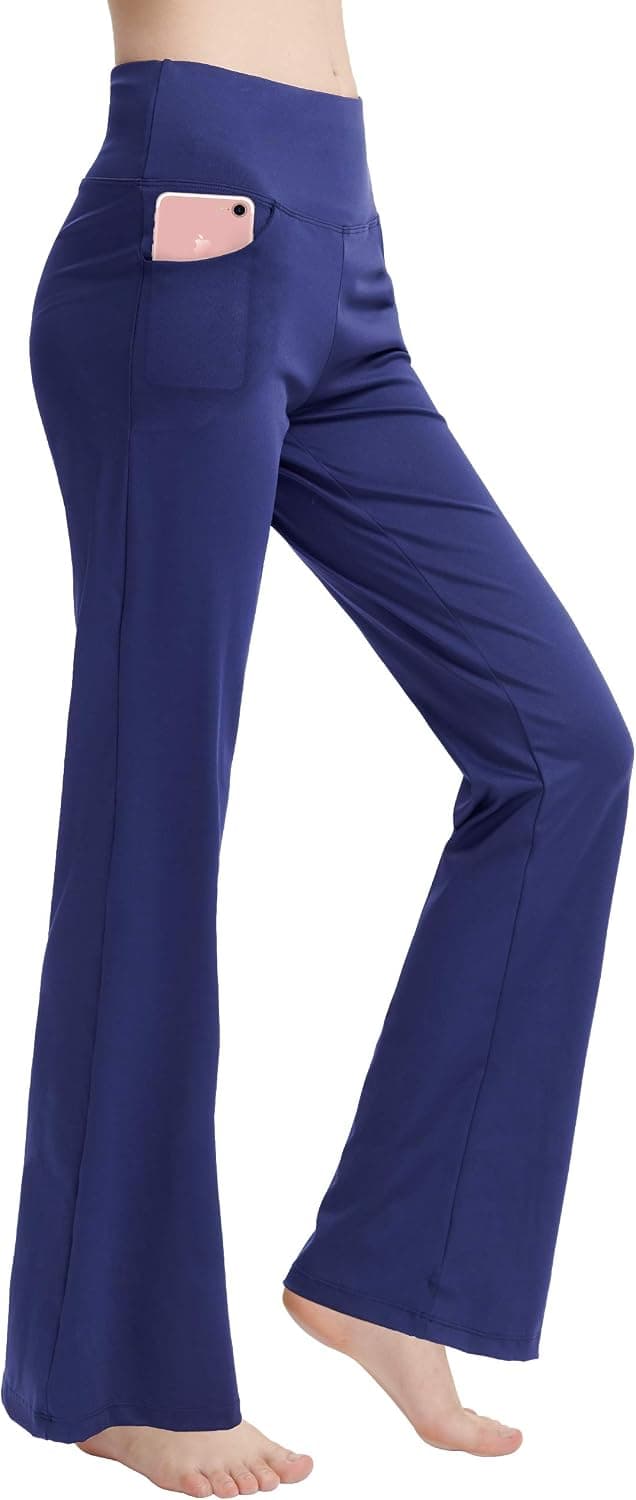 nuveti Women's Bootcut Yoga Pants Tummy Control Workout Non See-Through Bootleg Yoga Pants