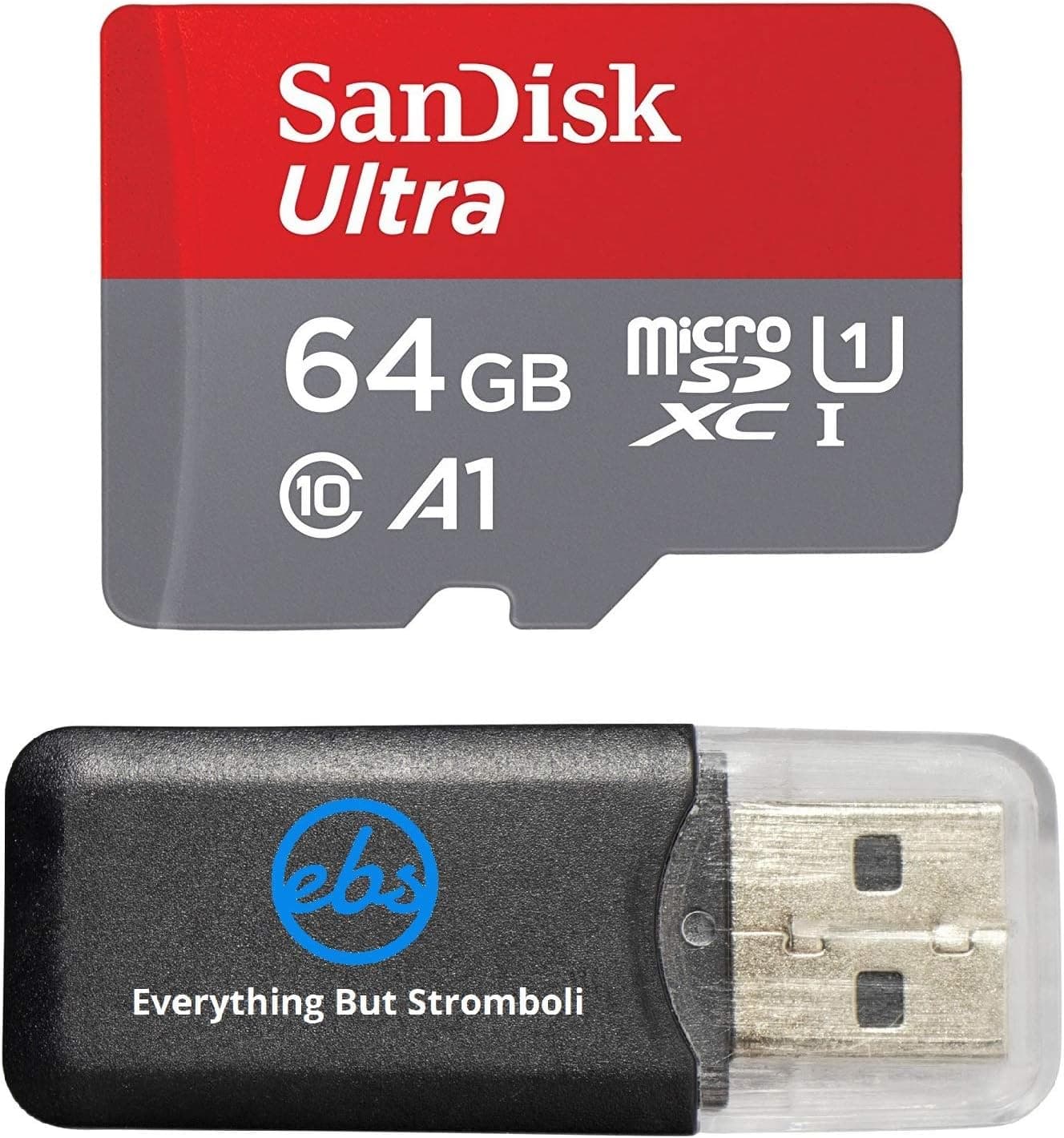 SanDisk 64GB Ultra Micro SDXC Memory Card Bundle Works with Samsung Galaxy J7 Duo, J7 Refine, J7 Star Cell Phone UHS-I Class 10 (SDSQUAR-064G-GN6MN) Plus Everything But Stromboli (TM) Card Reader