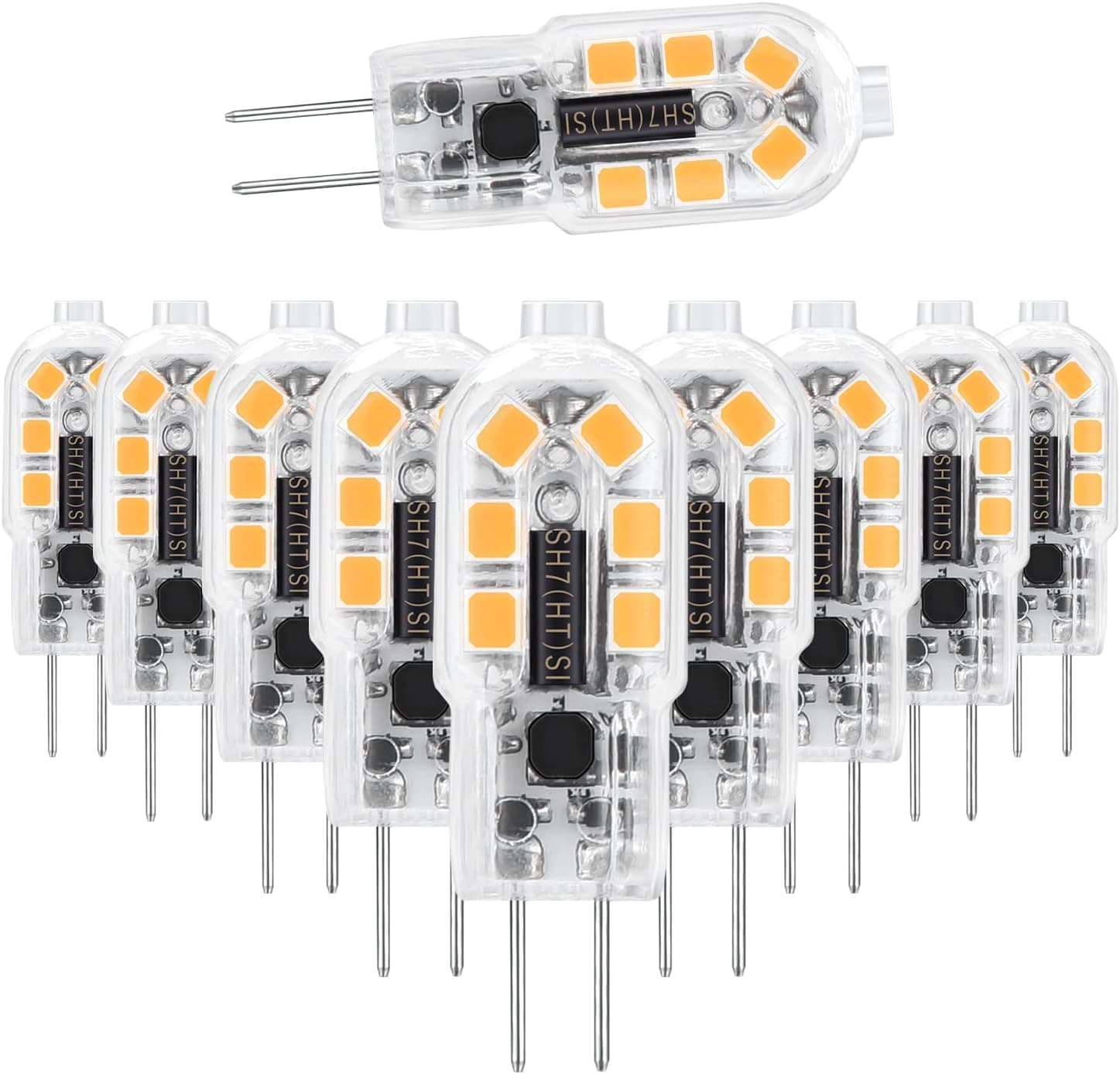 Hanbaak G4 LED Light Bulbs, G4 LED Bulb 1.5W (20W Halogen Bulb Equivalent) 12V G4 Bi Pin Light Bulbs for Landscape Puck Lighting Warm White 3000K 10-Pack