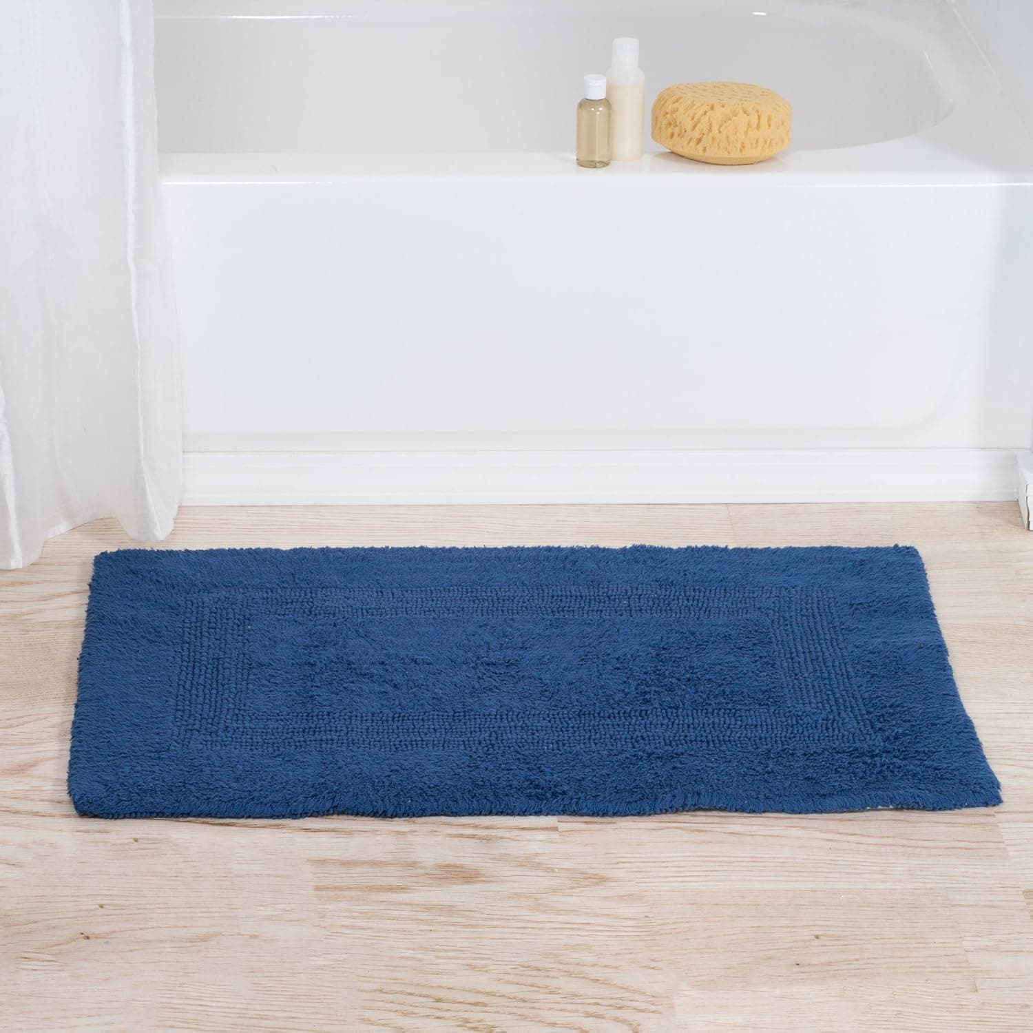 Lavish Home 67-MAT2040-BLA Reversible Bath Mat, Navy