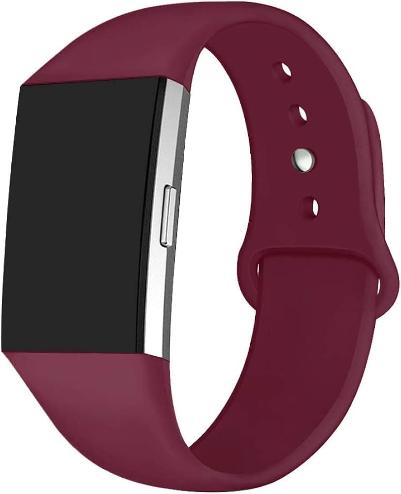 GHIJKL Sports Band Compatible Fitbit Charge 2, Soft Silicone Replacement Wristband for Fitbit Charge 2,Women Men, Small, Wine Red