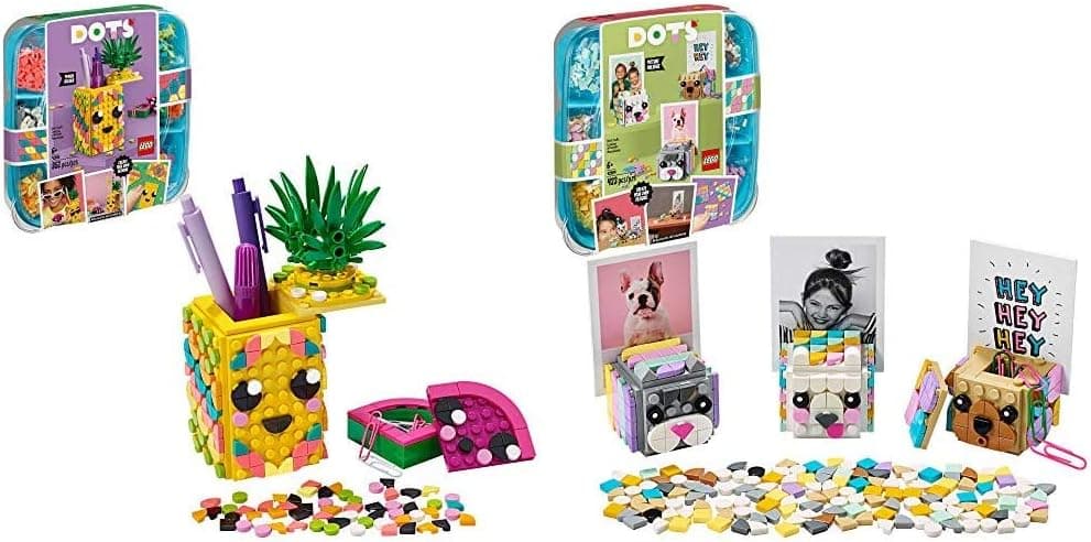 Lego DOTS Animal Picture Holders 41904 and Pineapple Pencil Holder 41906 DIY Craft Decorations Bundle