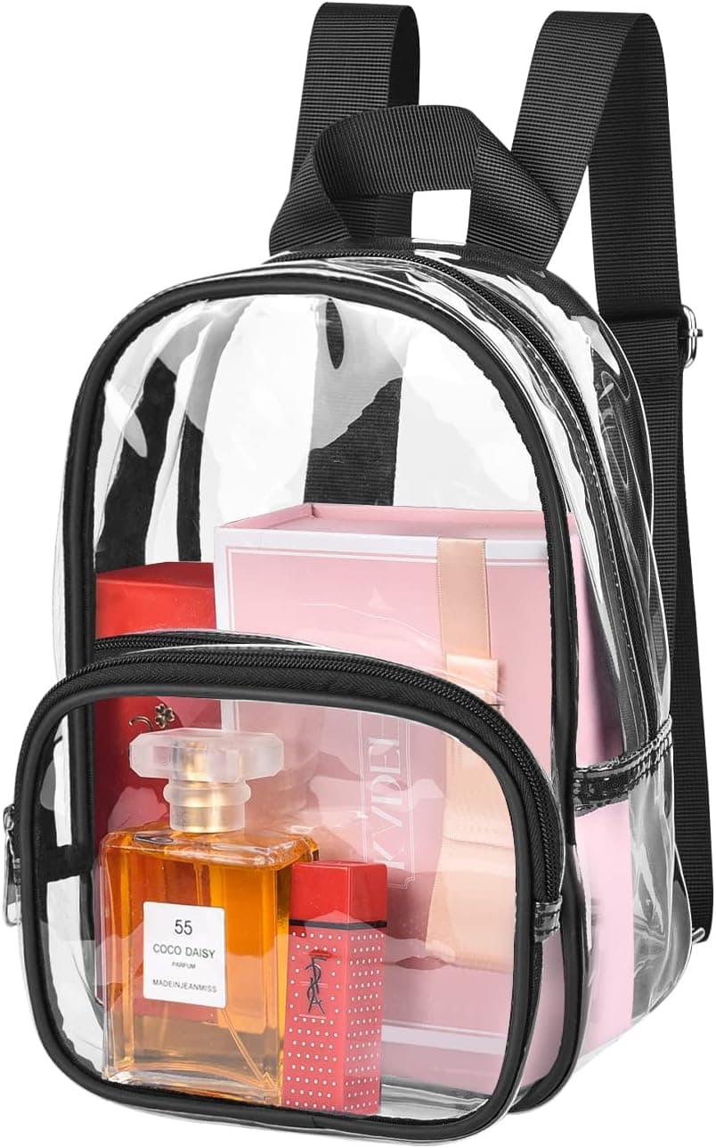 MAY TREE Clear Mini Backpack Fashion Cute Clear Backpack Stadium Approved for Work Concert Security Travel Sports