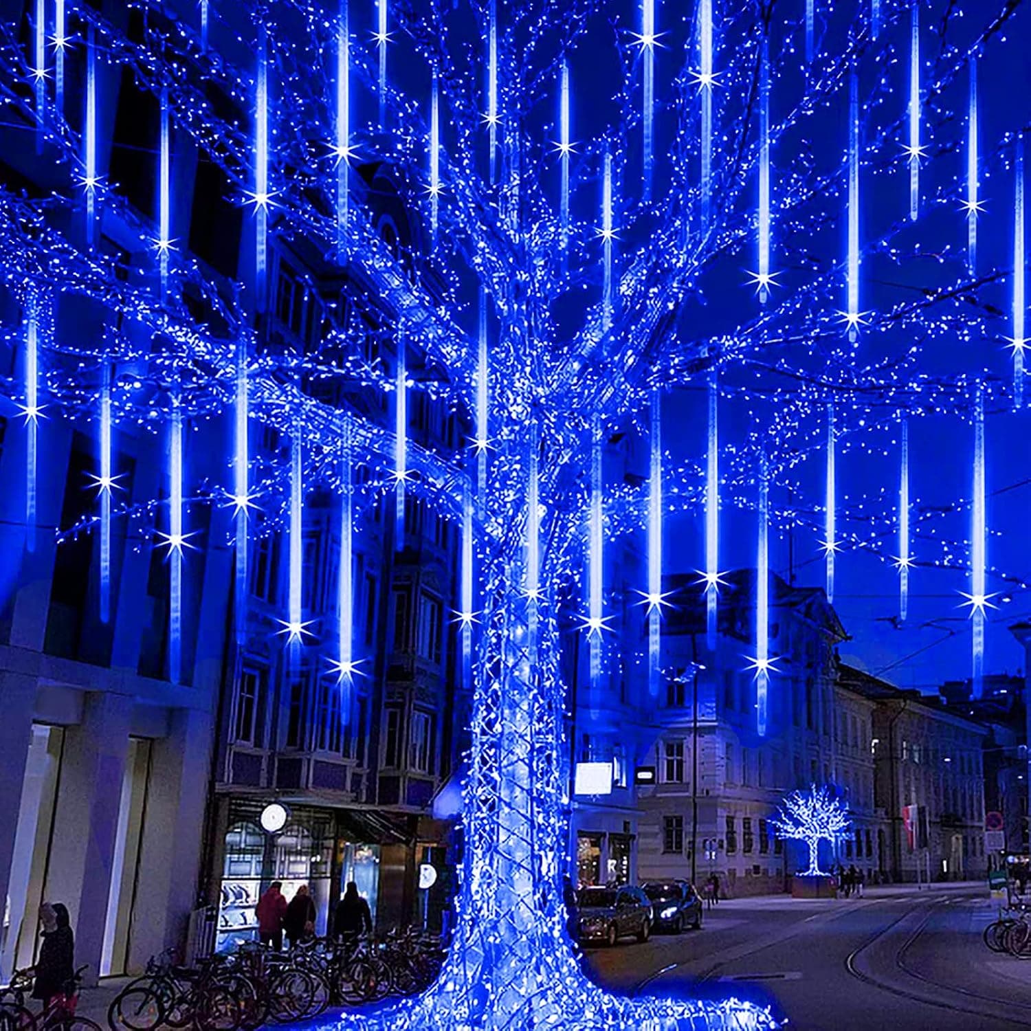 EAGWELL Blue Meteor Lights Outdoor, 20 inches 10 Tube 540 LED Christmas Meteor Shower Lights Waterproof Meteor LED Lights Falling Rain Lights for Garden Yard Porch Wedding Party Christmas Decor