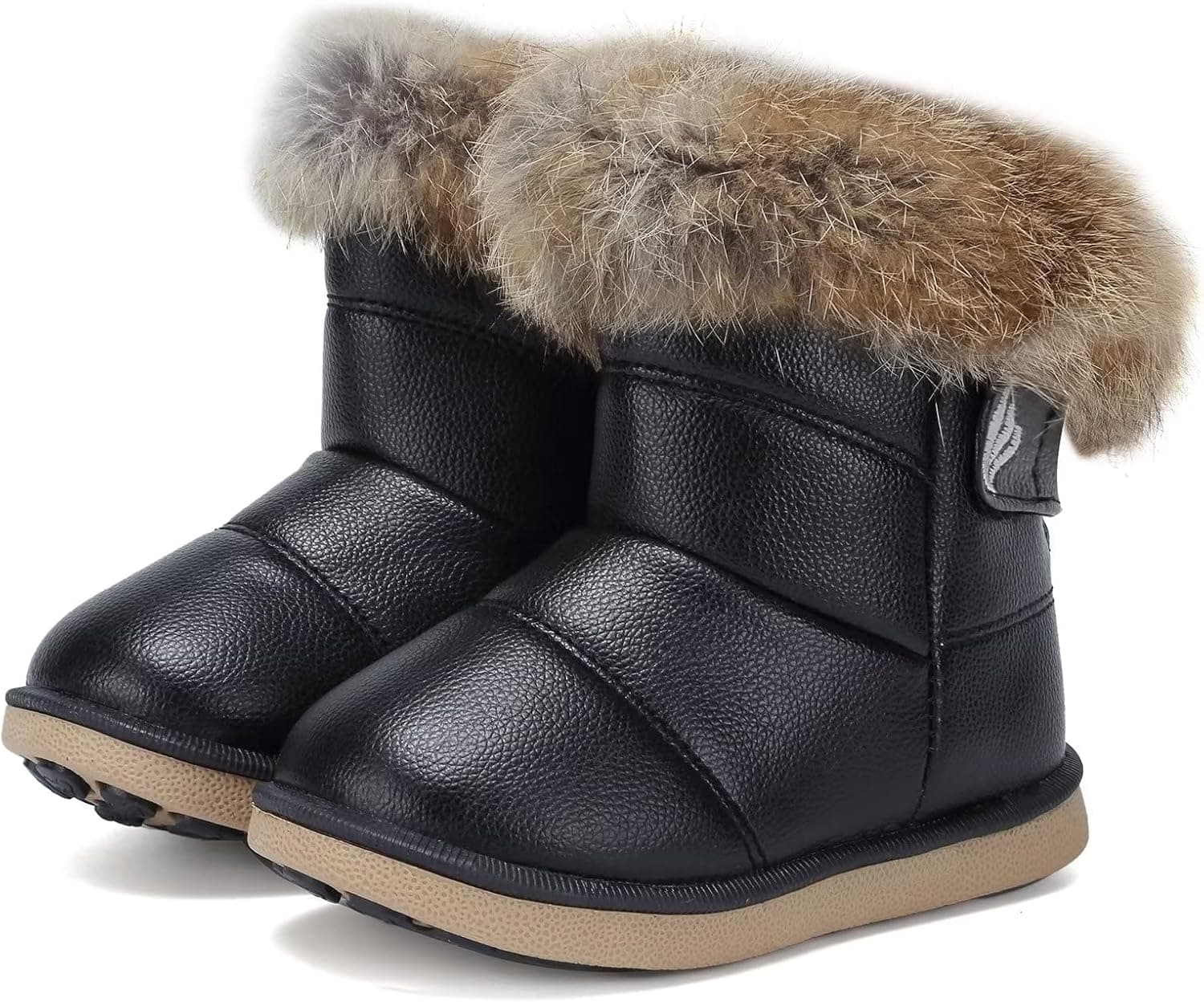 CIOR Toddler Snow Boots for Girls Boys Winter Warm Kids Button Boots Outdoor Shoes