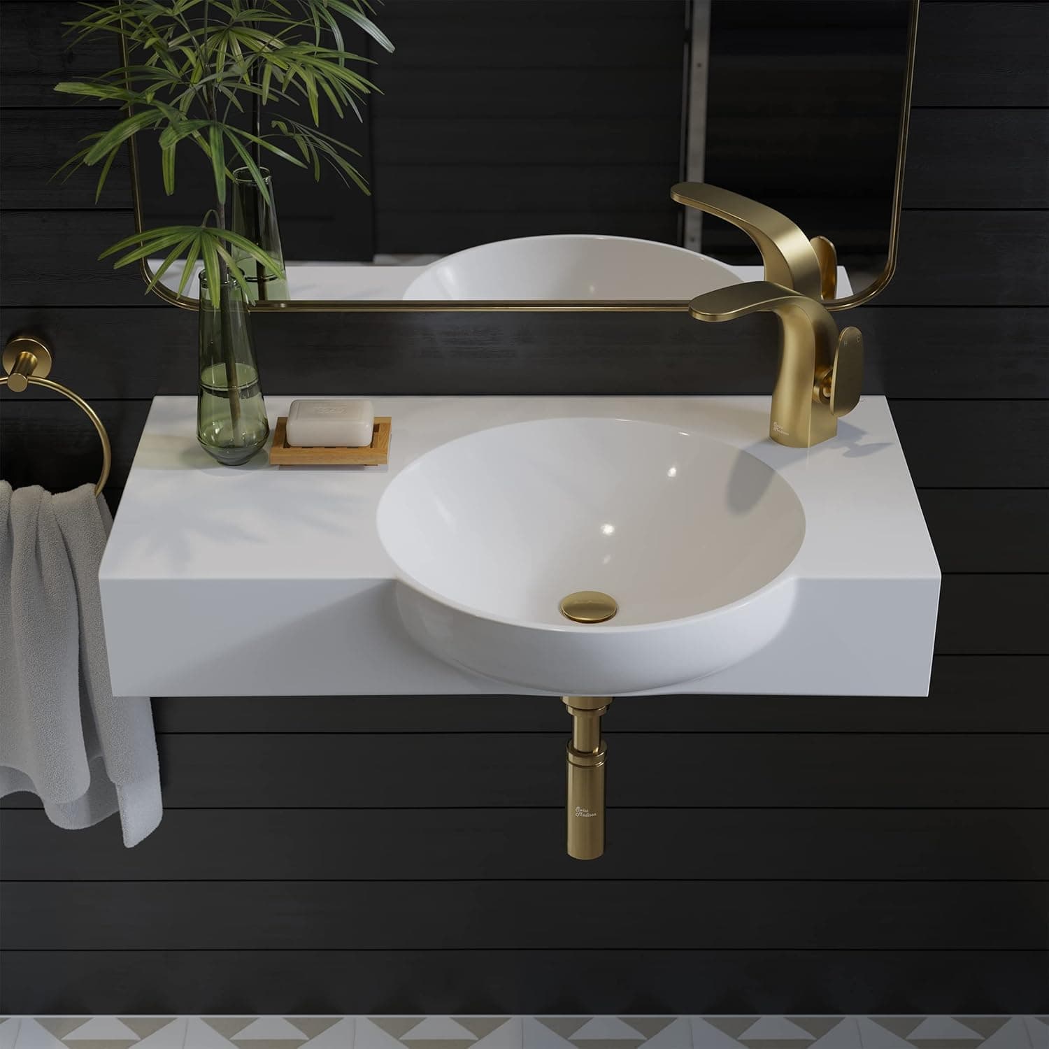 Swiss Madison Well Made Forever SM-WS326 Château 30" Left Side Faucet Wall-Mount Bathroom Sink, Glossy White