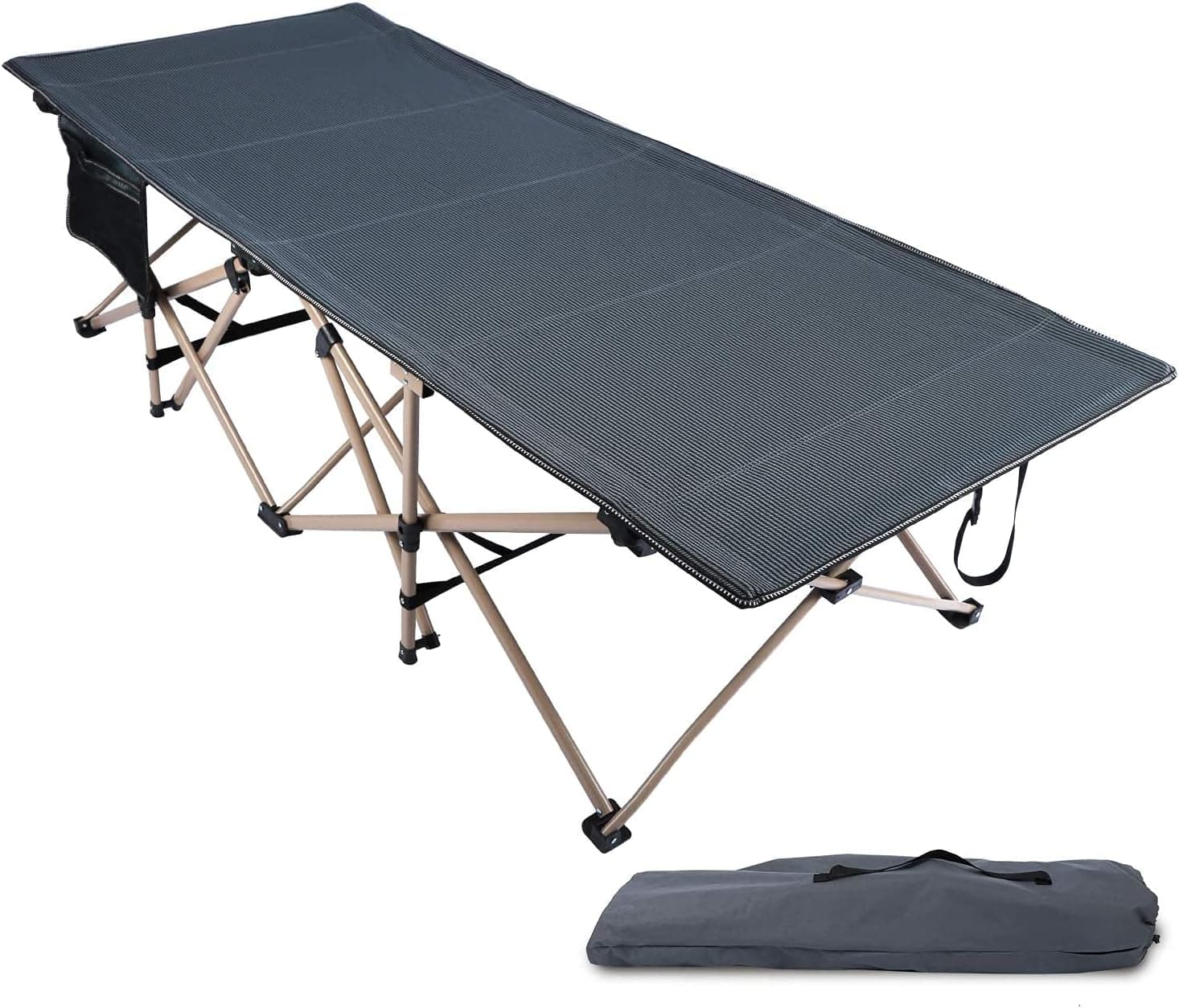 CAMPMOON 33 inch Extra Wide Camping Cot for Heavy People, Big and Tall Folding Camping Cots for Adults Support to 500 Lbs，Gray