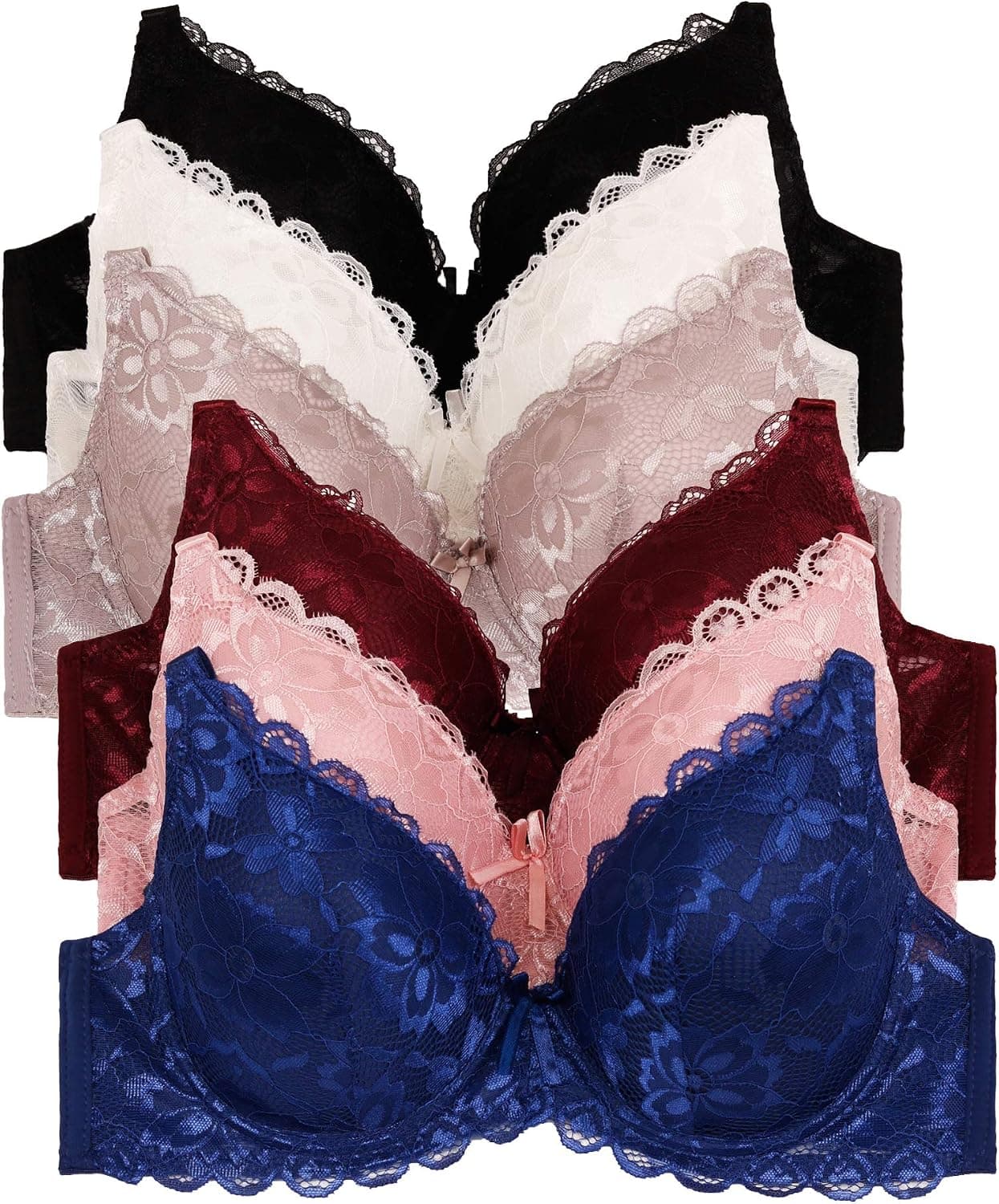 2ND DATE Women's D & DD Cup Bras (Packs of 6)