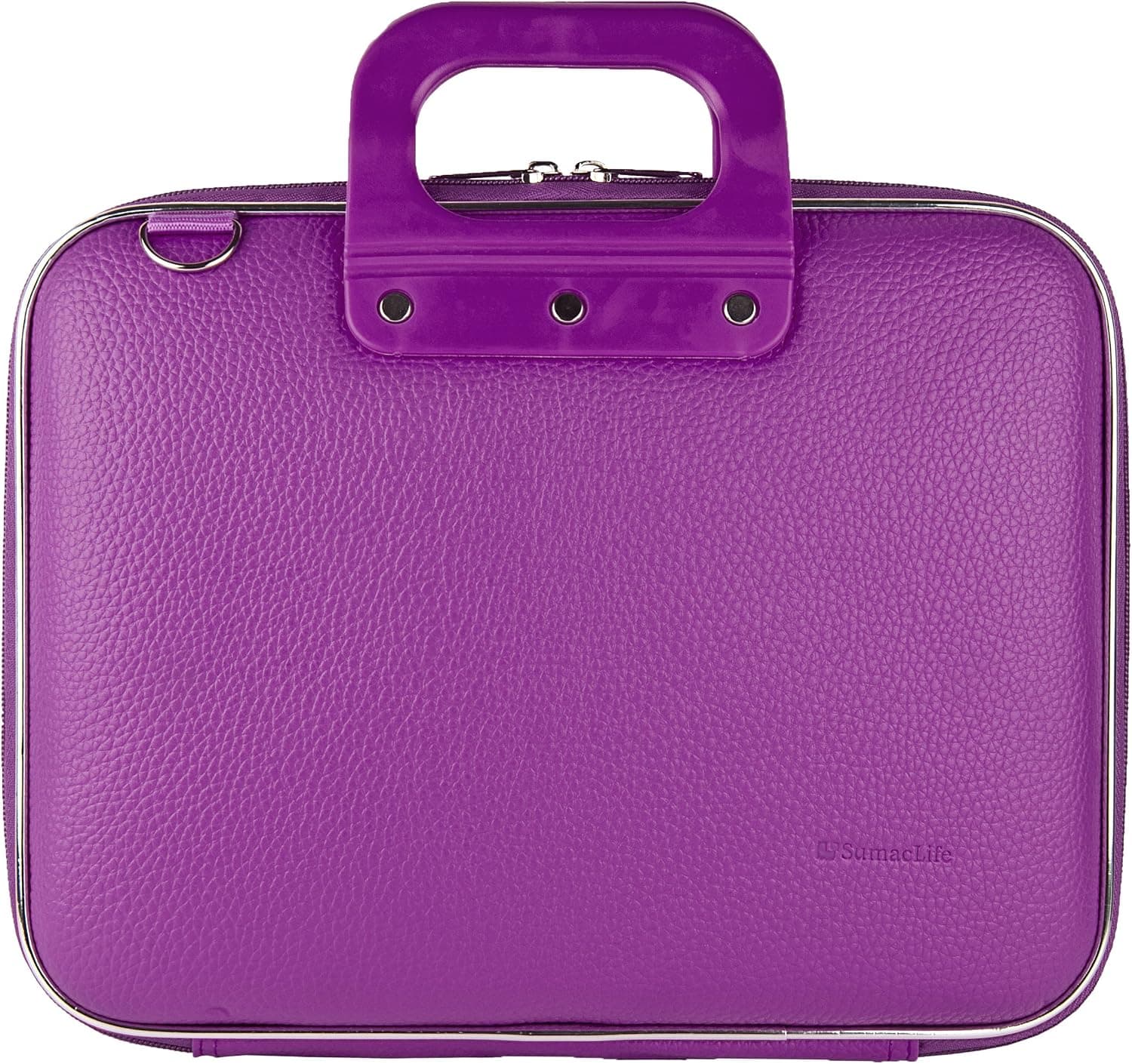 Sumaclife PU Leather Semi Hard Shell Briefcase Shoulder Bag College Satchel (Purple) for Acer Iconia One 10, Tab 10, Switch One 10, Aspire Switch Series 10.1 inch Tablet Laptop