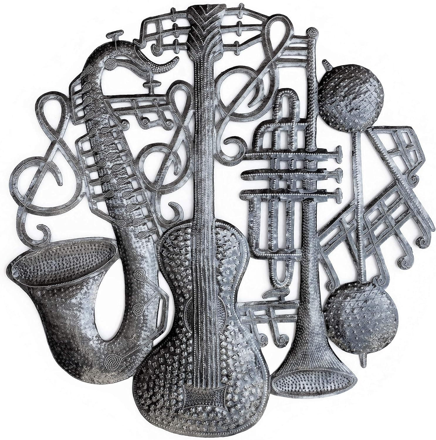 It's Cactus All that Jazz Metal Wall Hanging Artwork Handmade in Haiti from Recycled Steel Barrels 23 Inches Round