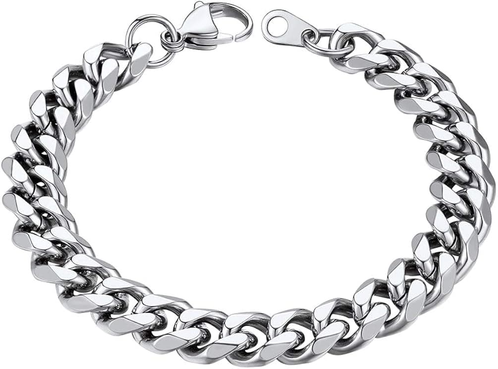 PROSTEEL 316L Stainless Steel Cuban Link Bracelets for Men Women, Gold/Black/Silver Tone, Nickel-Free, Hypoallergenic Jewelry, 7.5"/8.26", Come Gift Box