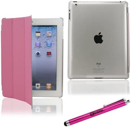 Foldable smart slim case Pink for iPad 2 - Back Cover Clear