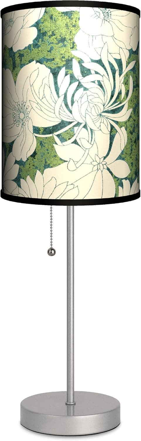 Dcor Art - Green Floral Pattern Sport Silver Lamp