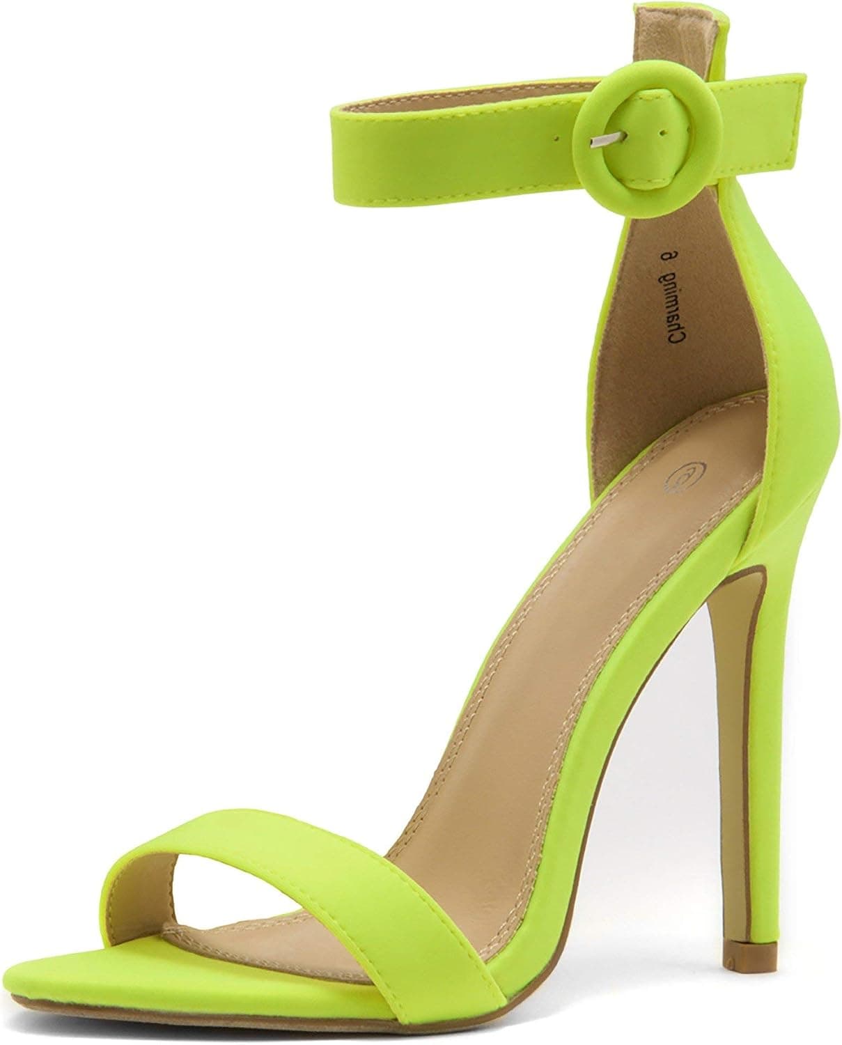 Herstyle Charming Women’s Open Toe Ankle Strap Stiletto Heel Dress Sandals Elegant Wedding Party Shoes LimeNeon 7.5