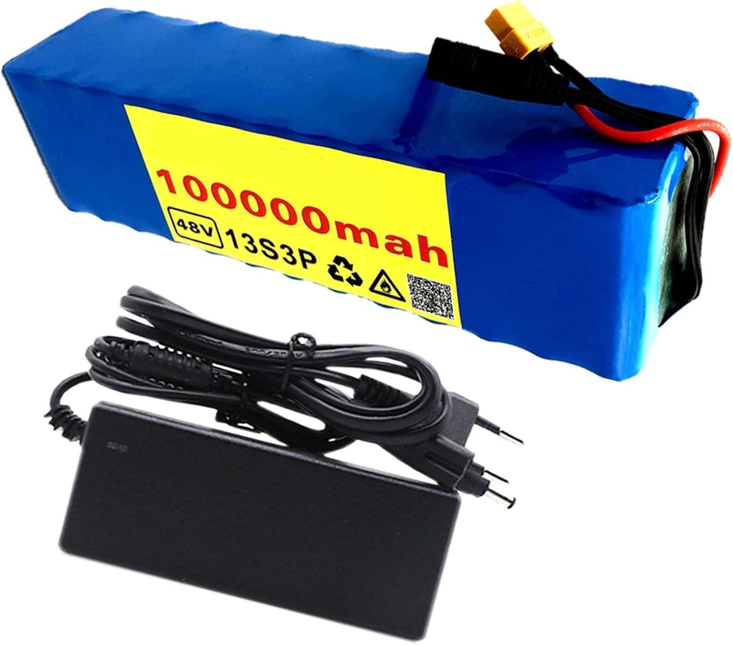 WOGQX Ebike Battery 48V 100Ah, Li-Ion Battery Pack(48V 100000Mah 13S3P), Built-in BMS with Xt60 Plug + Charger, for 250W~1000W Motor Ebike Electric Bicycle