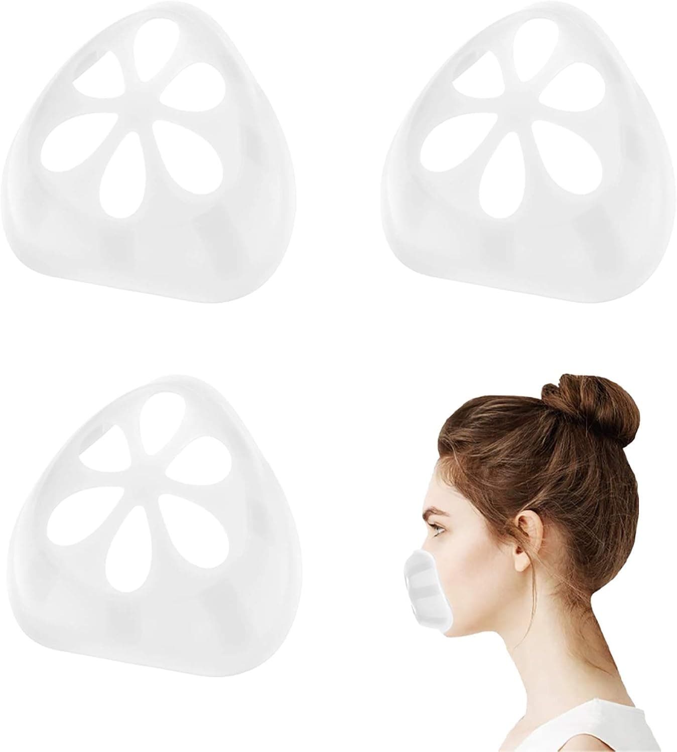 Silicone Mask Bracket Face Bracket For Comfortable Mask Wearing | Mask Bracket Internal Support Frame | Keep Fabric Off Mouth to Create More Breathing Space | Reusable Washable Pack of 3,YJX-WWW-1
