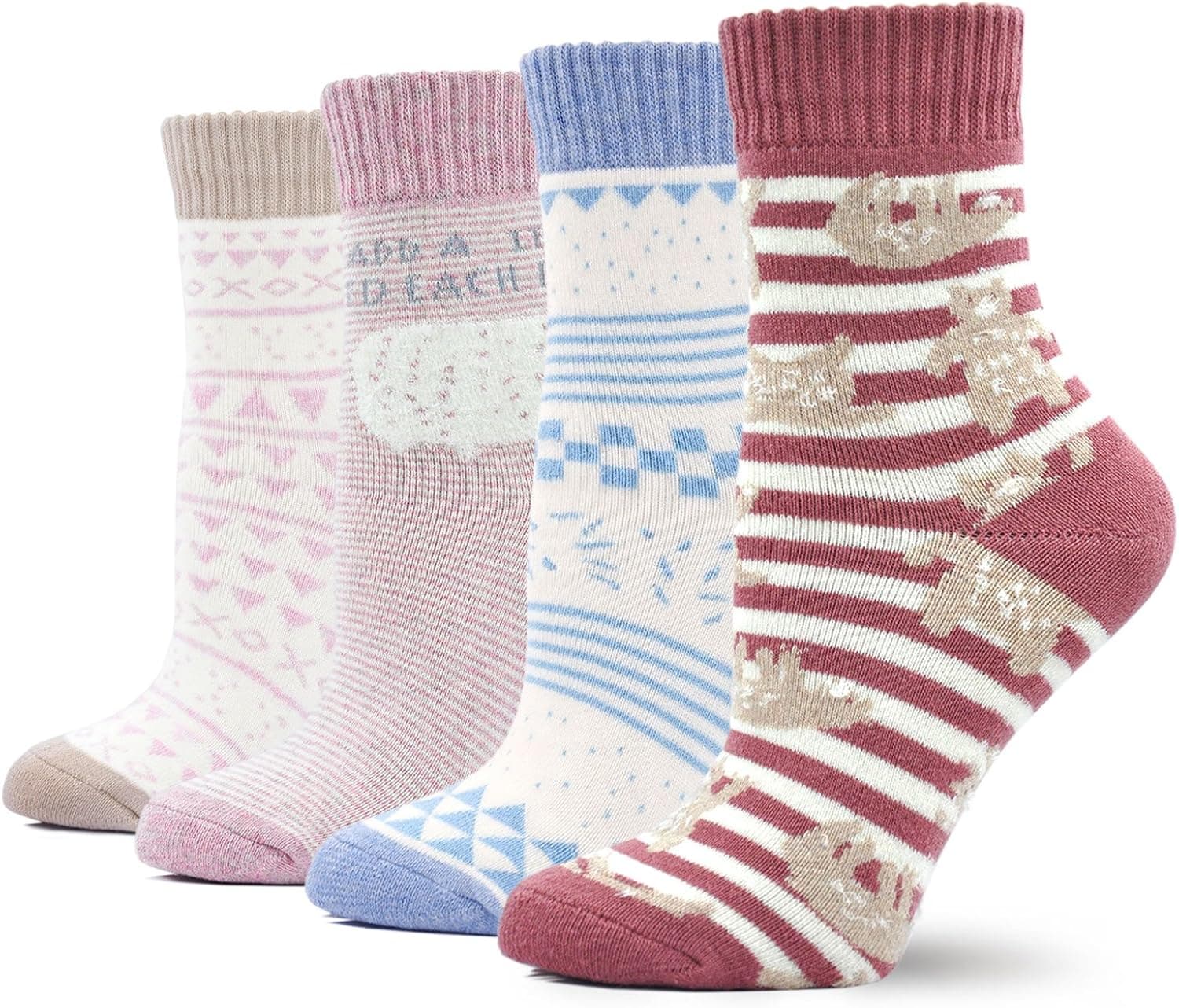 Artfasion Women Sock Cute Animal Funny Novelty Ankle Dog Cat Girls Ladies Gift Socks (Mix-Light Color-4 Pairs, US women shoe size: 5-10)