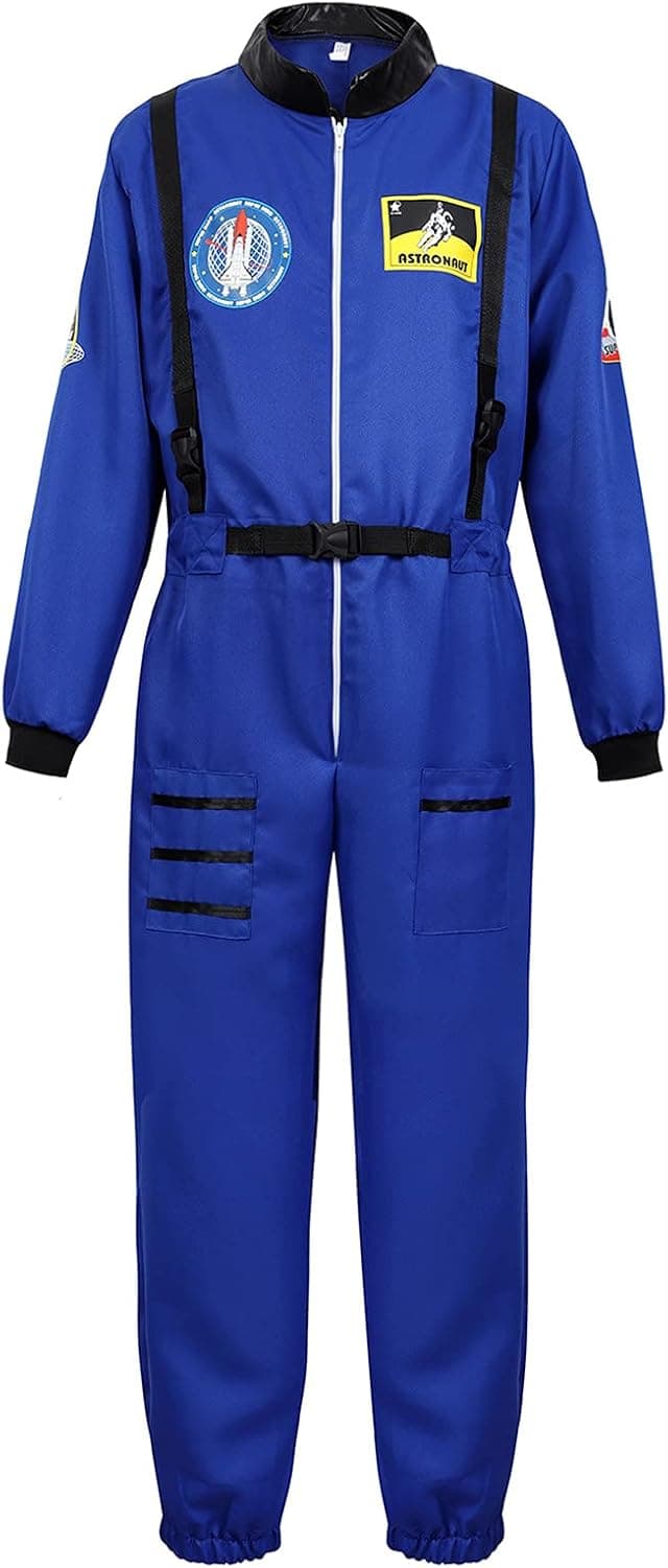 frawirshau Astronaut Costume Adult Space Suit for Men Role Play Cosplay Costumes Spaceman Flight Jumpsuit