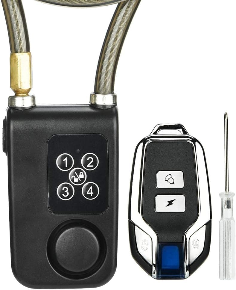 Bewinner Alarm Bike Lock, Y787R Wireless Remote Control Alarm Lock Electric Bike Motorcycle Code Steel Cable Chain Lock Wireless Alarm Bicycle Alarm Safety Lock