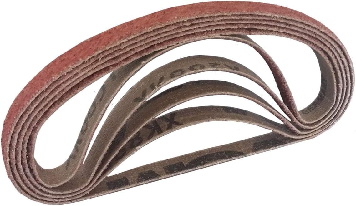 3/8 Inch X 13 Inch Ceramic Cloth Sanding Air File Belts (10 Pack, 80 Grit)