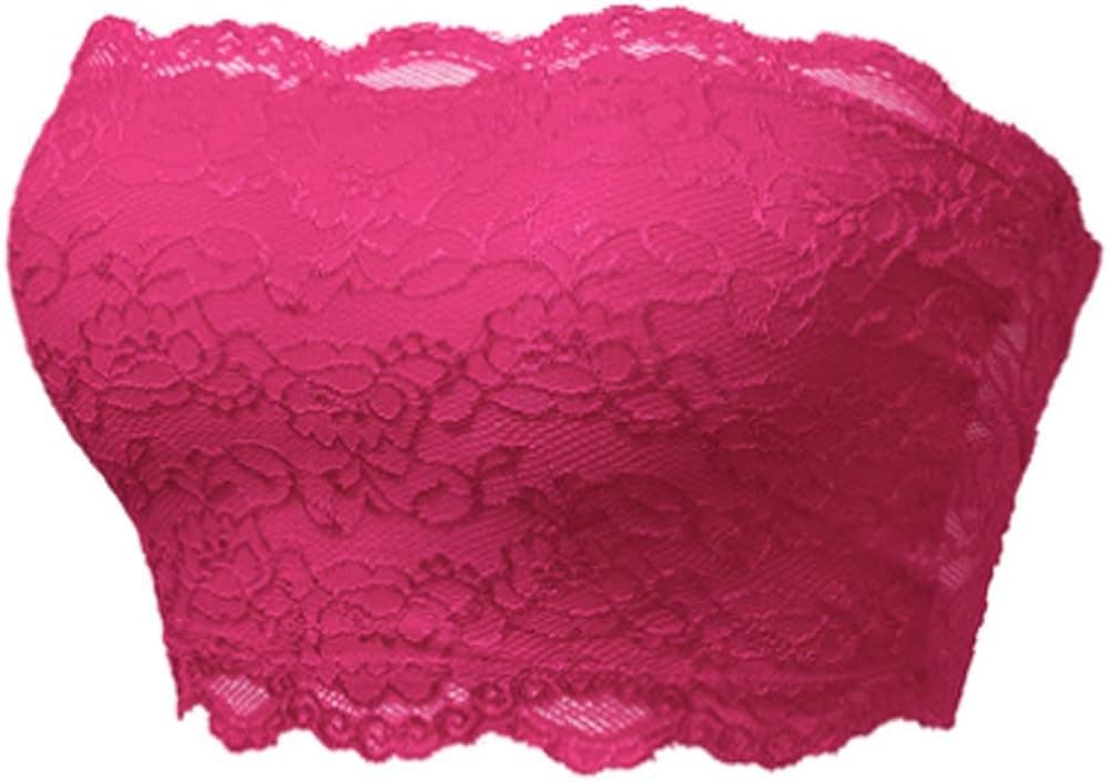 Strapless Lace Bandeau Bra Tube Top Stretchy Floral Lace Non Padded Seamless Top
