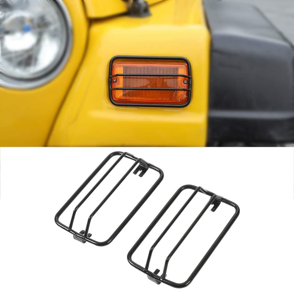 JeCar Front Turn Signal Light Guards for 1997-2006 Jeep Wrangler TJ Unlimited Accessories