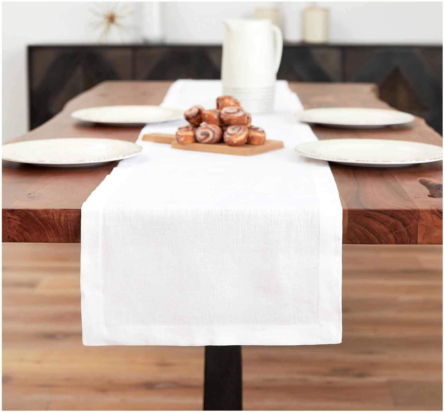 PROVIMO HOME Hemmed Table Runners (14 x 72 Inch, White)