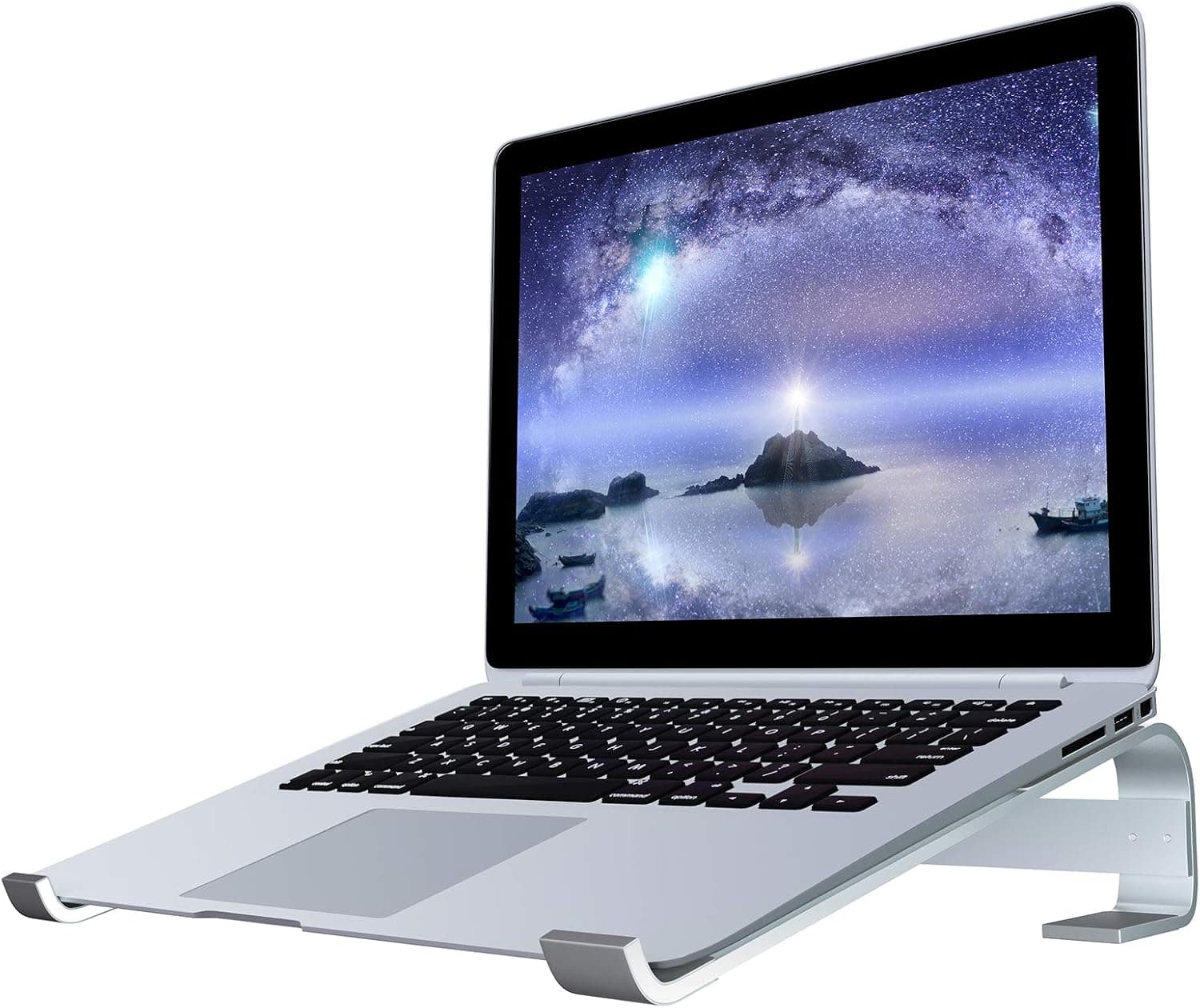 Laptop Stand for Desk Stable Aluminum Laptop Riser Compatible with Apple MacBook Air Pro 11" to 17.3 Inch Notebook Computer Cooling Ventilated Stand (Silver)