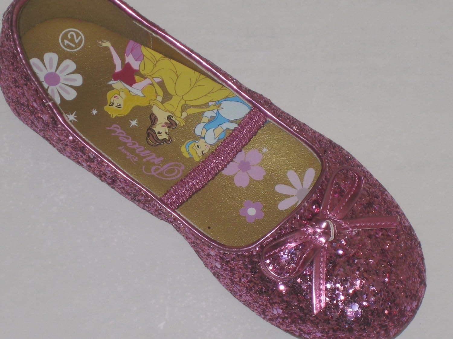 Toddler Girls' Disney Princess Glitter Ballet Flats Shoes - Pink Size 12