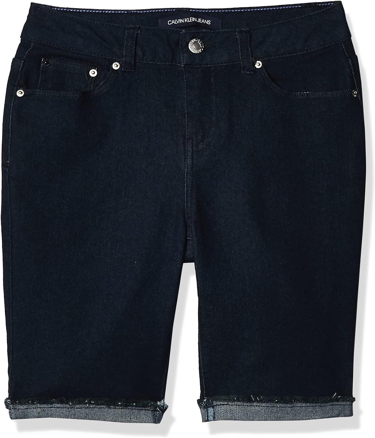 Calvin Klein Girls' Skinny Fit Stretch Denim Bermuda Shorts
