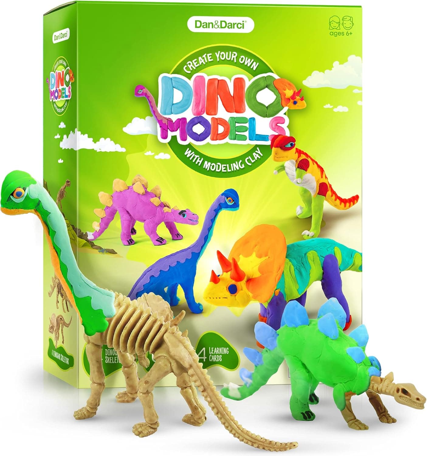 Dino Models, Clay Craft Kit - Dinosaur Arts and Crafts for Kids- Build a Dinosaur Gifts for Boys & Girls - Build 4 Dinos with Air Dry Magic Modeling Clay Model Set Ages 3, 4, 5, 7, 8+ Boy or Girl STEM