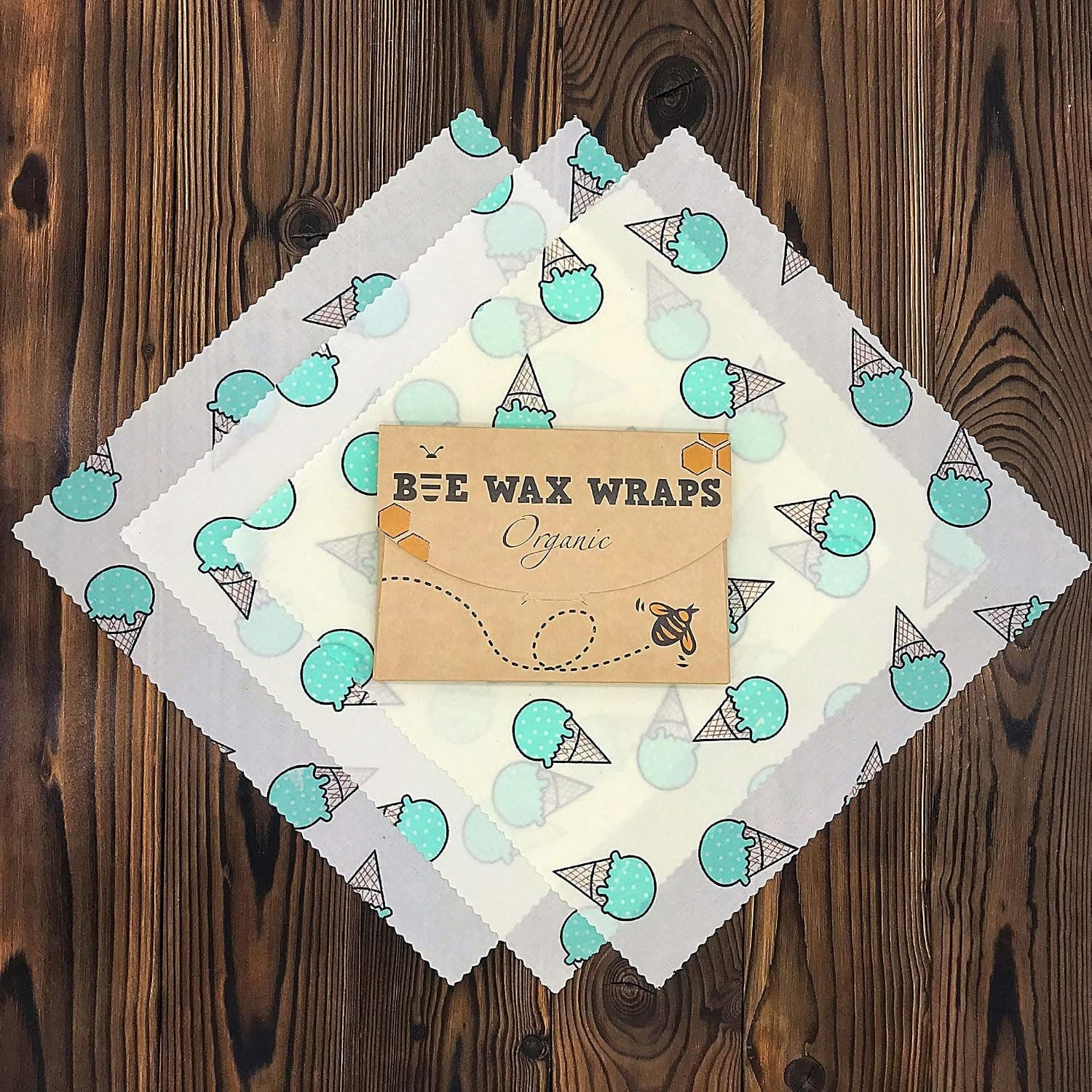 Beeswax Wrap - Organic Reusable Cling Food Wraps for Wrapping and Storage - Pack of 3-13" x 13" Large