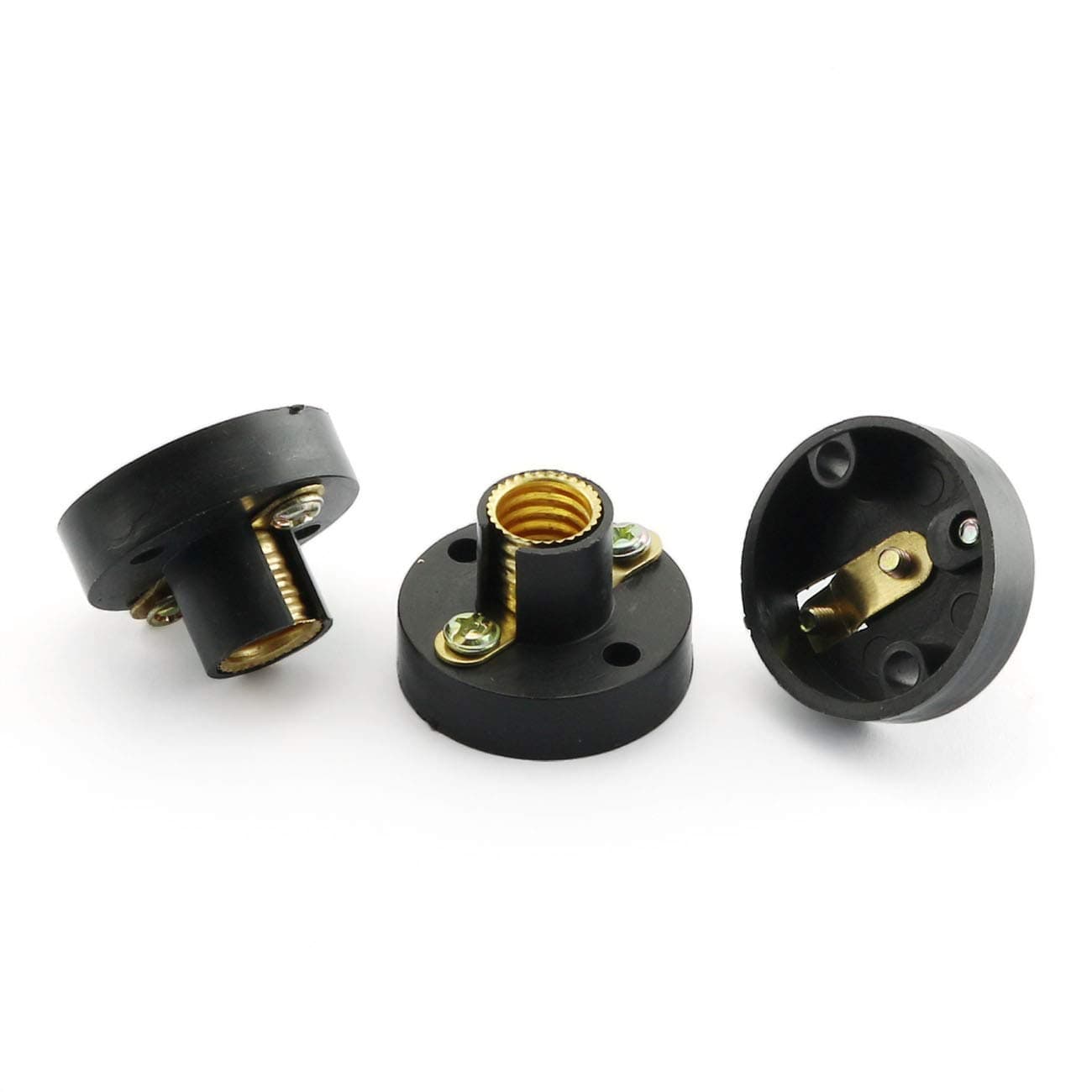 Longdex 12PCS Black Plastic E10 Miniature Round Bulb Holder Copper Screw Lamp Light Socket
