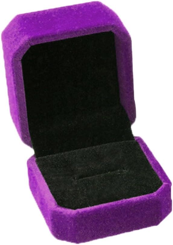 Kanggest Velvet Jewelry Box Octagonal Shape Lovely Display Engagement Ring Earrings Box Jewelry Case (Purple) 50x55x40mm