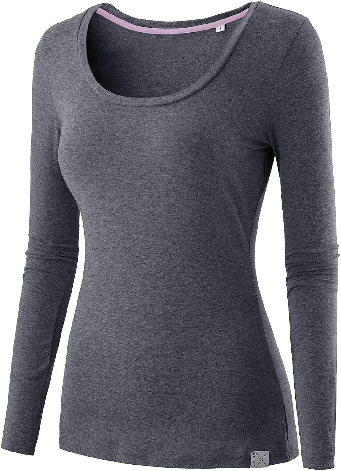 Regna X Basic Women's Boat Scoop Neck Long Sleeve Top (Color Pack of 3)