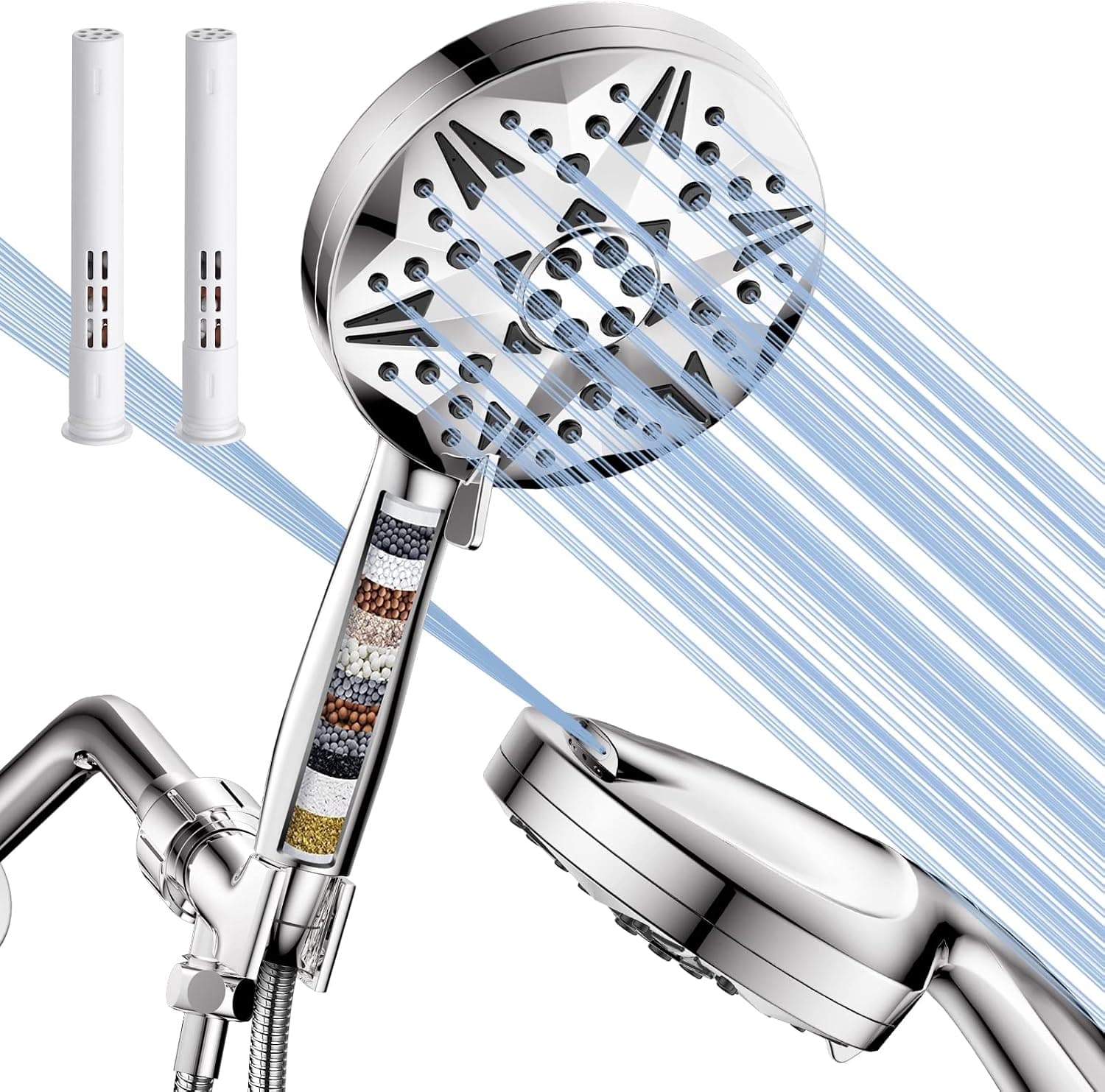 Handheld Shower Head with Filter, NERDON 10 Functions High Pressure Filtered Shower Head with Handheld, Filtered Shower Head with Handheld, Detachable Showerheads & Handheld Showers, Shower Head