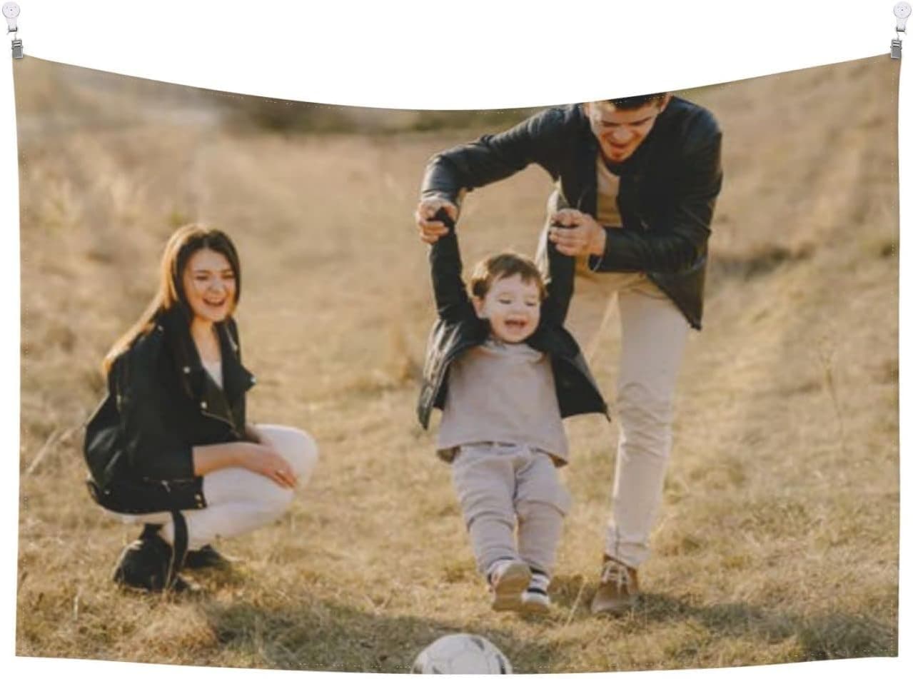 SDGhgHJG Custom Tapestry with Backdrop Photo Picture Personalized Wall Hanging for Bedroom Home Decoration Birthday Wedding Family Couples Memorial Gift 60x40in