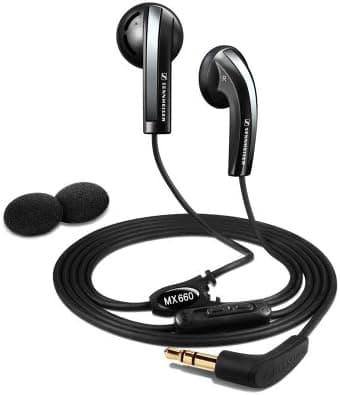 Sennheiser MX 660 Black Earbuds with Volume Control and Cable Winder (Black) (Discontinued by Manufacturer)