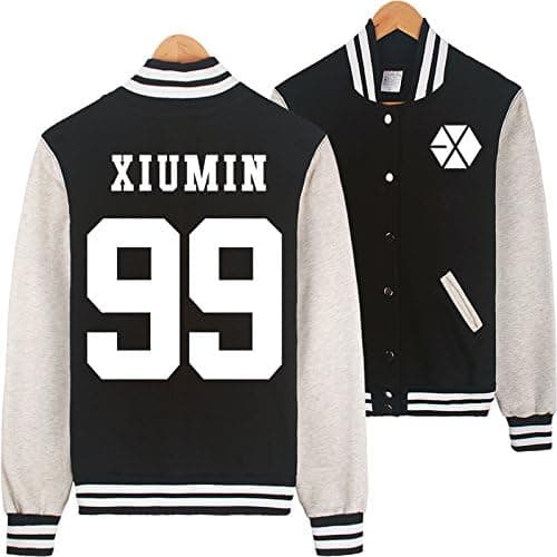 Grace Karin Kpop EXO EXO-M EXO-K Varsity Baseball Jacket Black