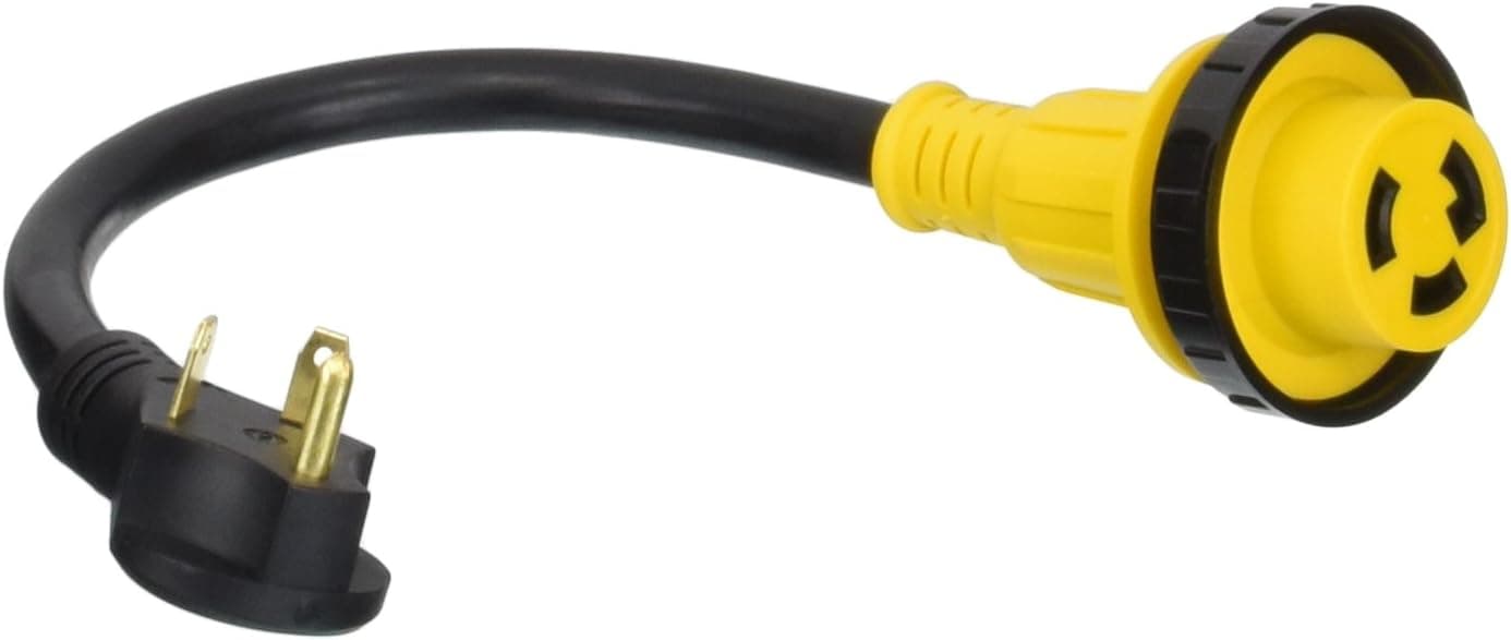 TruePower 18 Inch 30 Amp Male to 30 Amp Female RV Power Extension Cord Locking Adapter