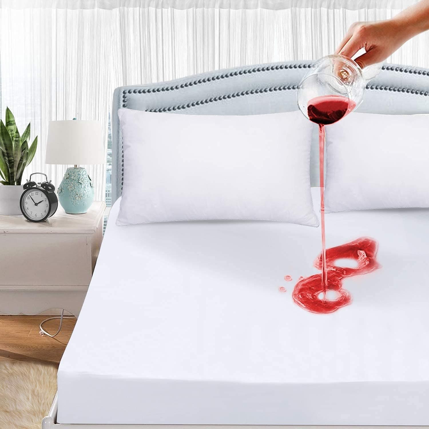 HOMEIDEAS Bedding Premium 100% Waterproof Mattress Protector, Hypoallergenic Mattress Cover, Fitted 6"-18" Deep, Soft Breathable & Noiseless, Vinyl Free - 10 Years Warranty (Twin XL Size)