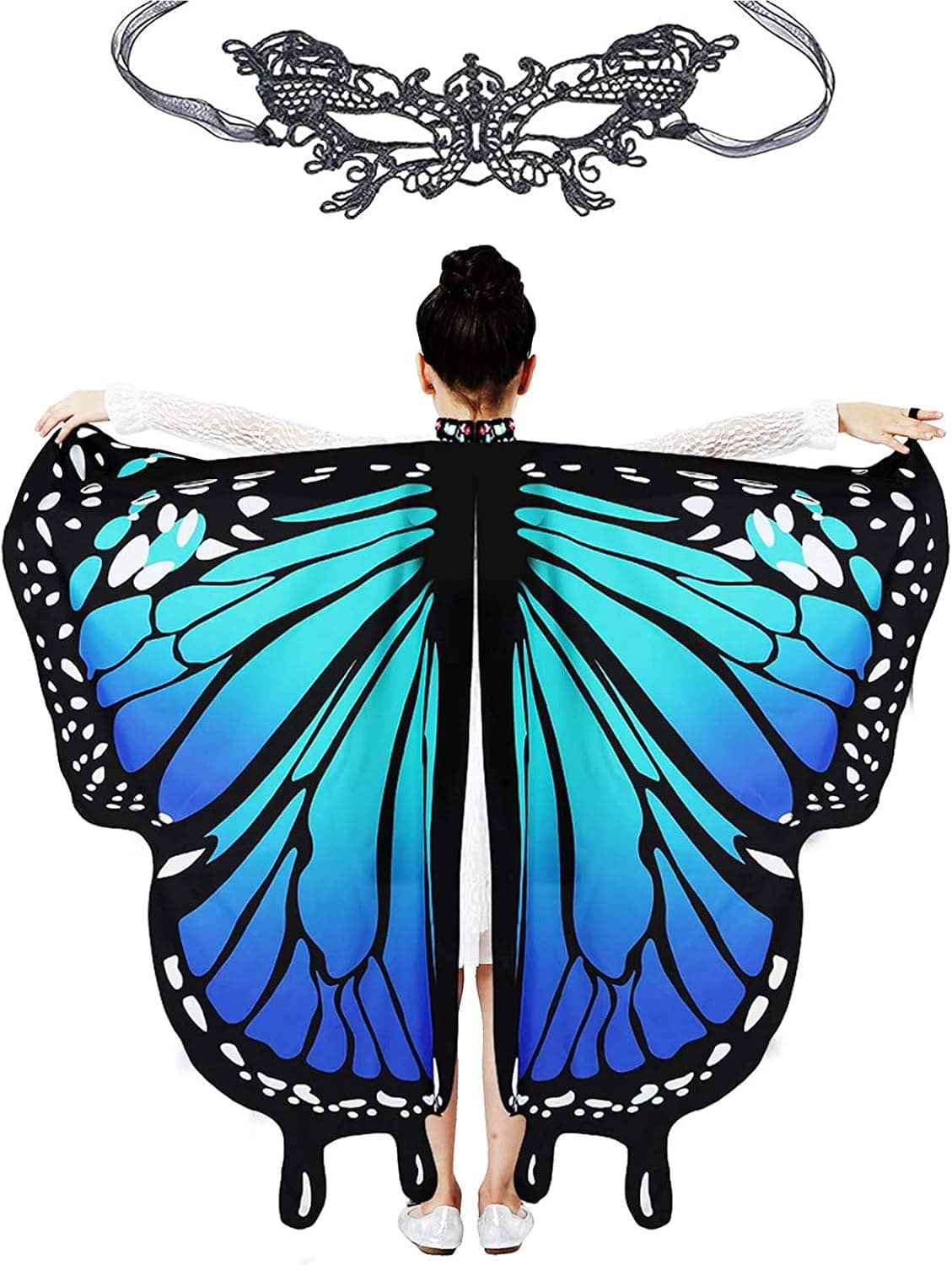 Halloween Butterfly Wings for Girls Kids Butterfly Costume Fairy Shawl Festival Rave Dress