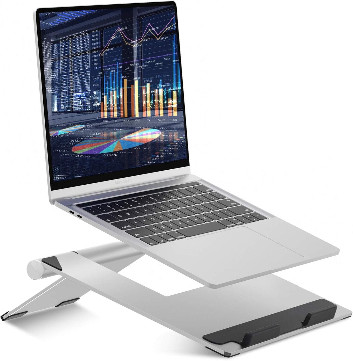 Sunger Mike Laptop stand, Laptop Holder Riser Computer Stand ,Aluminum Protable Foldable Notebook Stands ,Adjustable Cooing Holder for MacBook Air Pro, Dell, HP, Lenovo from 10-17.5’ Laptops (Silvery)
