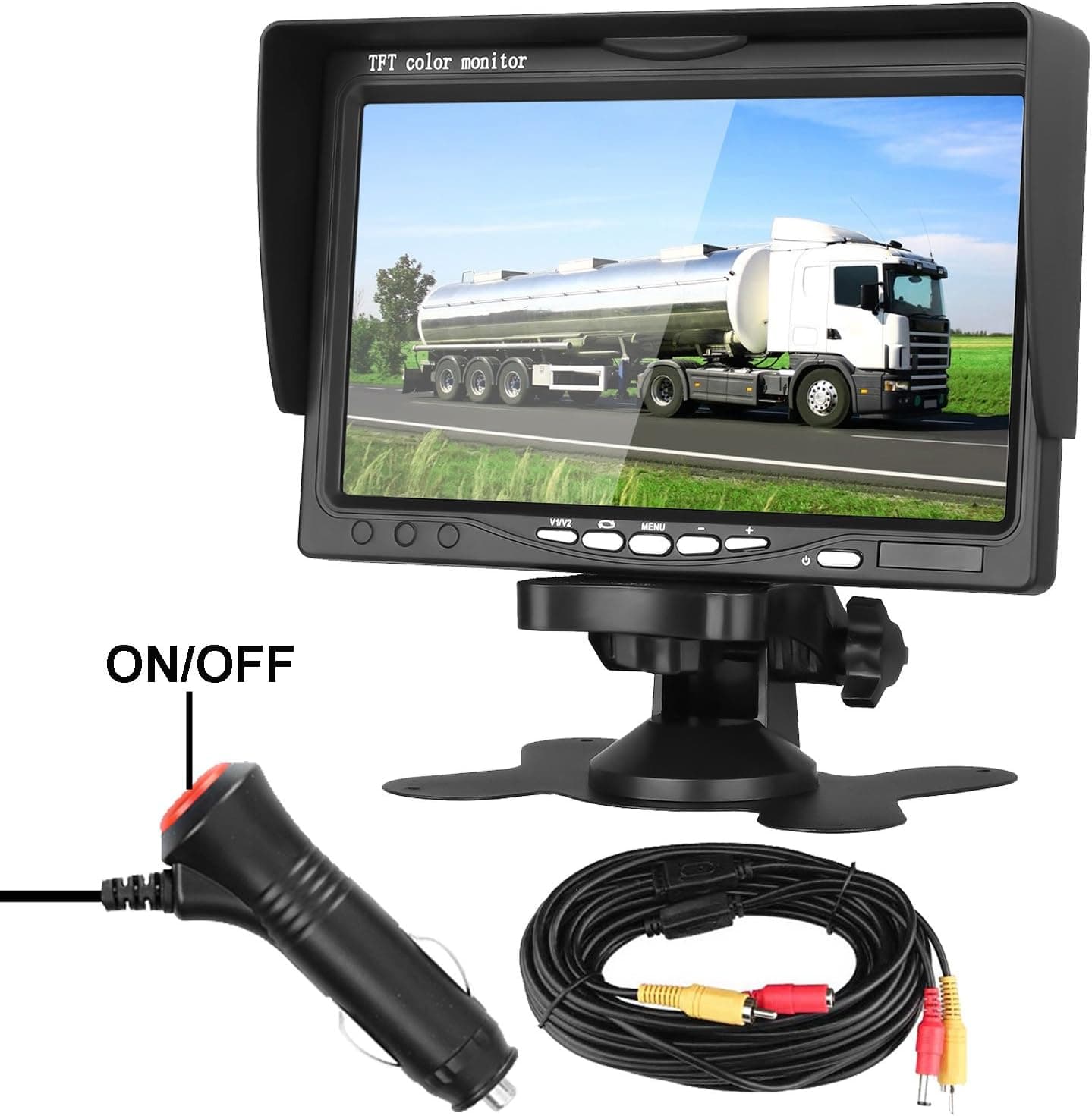 LeeKooLuu Vehicle Rear View LCD Monitor 7'' Display Full Color Wide Screen Hook on Dash/Windshield for Backup Camera Systems for Car/Pickup/Truck/RV/Camper