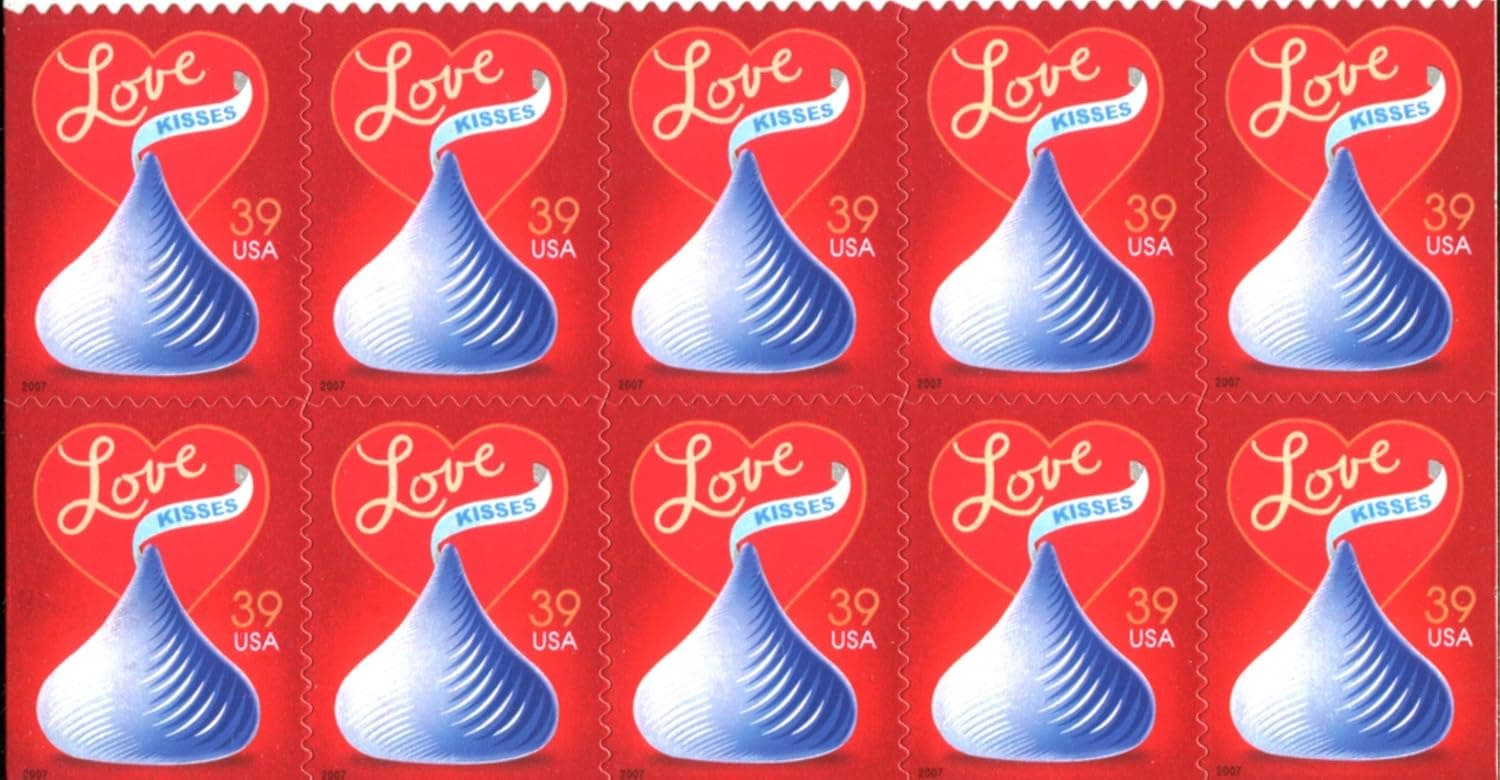 With Love and Hershey Kisses Postage Stamps (Block of 10 stamps)