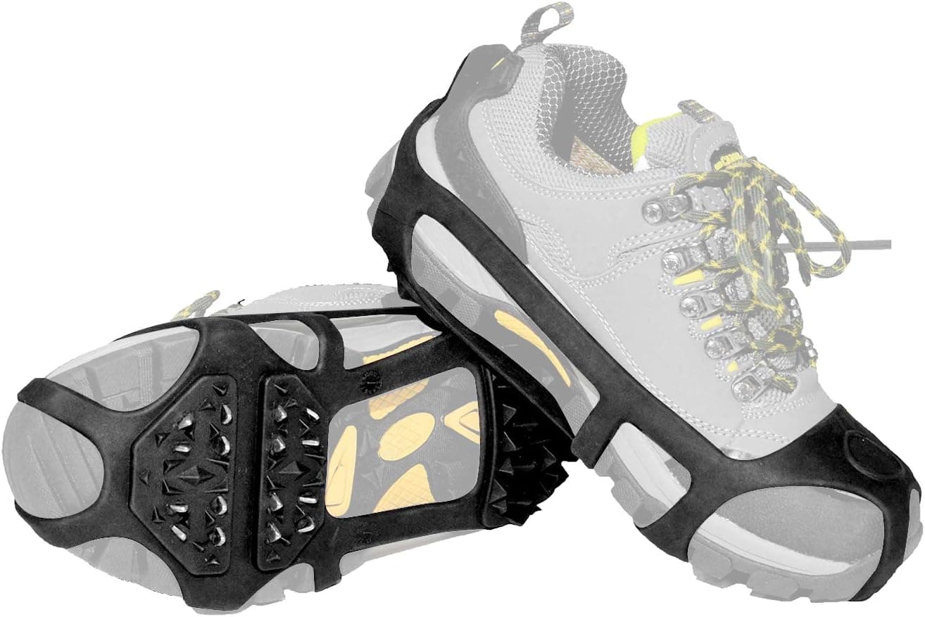 ORIENTOOLS Steel Traction Grips Cleats for Shoes & Boots, Suitable for Everyday Outdoor Ice/Snow/Mud Safety Walking (1-Pair, Size: S/M and L/XL)