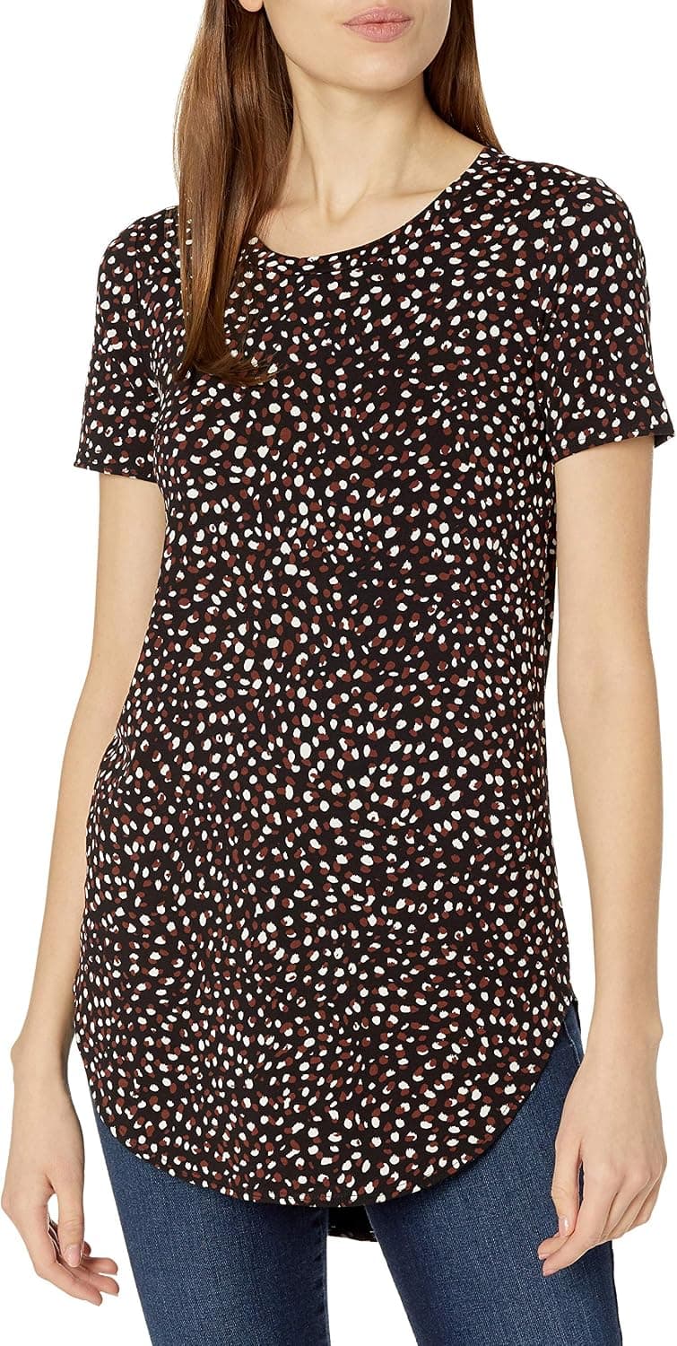 Daily Ritual Women's Jersey Standard-Fit Short-Sleeve Open Crewneck Tunic