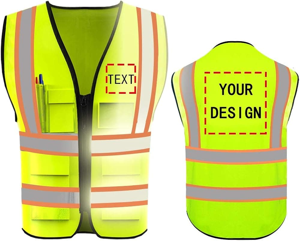 High Visibility Reflective Safety Vest Customize Logo With 5 Pockets Hi Vis Vest Outdoor Protective Workwear